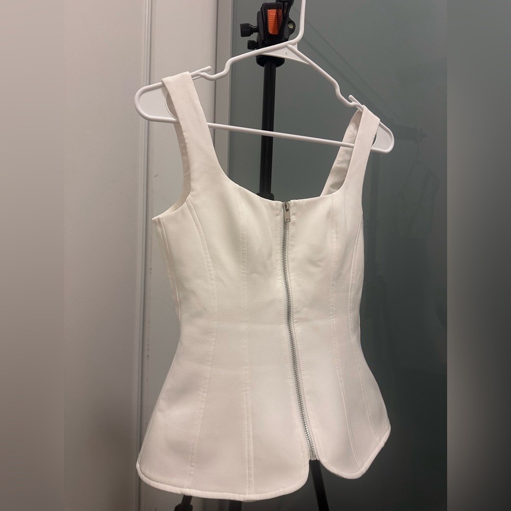 Chic White Zippered Corset Top